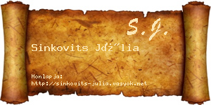 Sinkovits Júlia névjegykártya